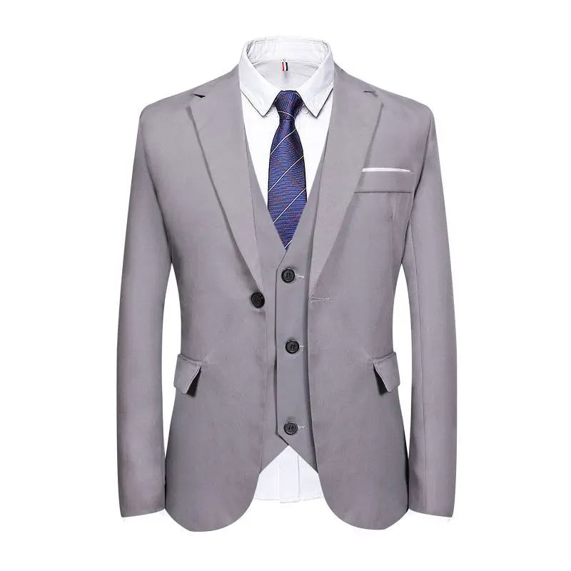 Suits Men Three Piece Suit Sets Turn Down Collar Full Sleeve Blazers Vest Long Pants Slim Fit Ensemble Wedding Evening Spring
