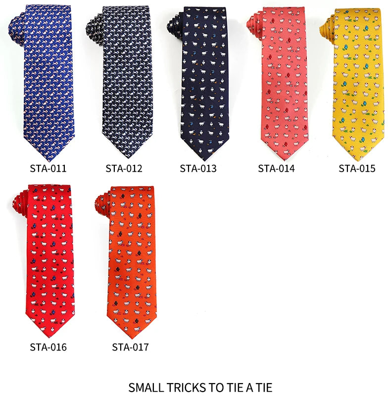 Tailor Smith 100% Silk Ties For Men Handmade Necktie With Animal Pattern Tie Father's Day Birthday Gift Tie