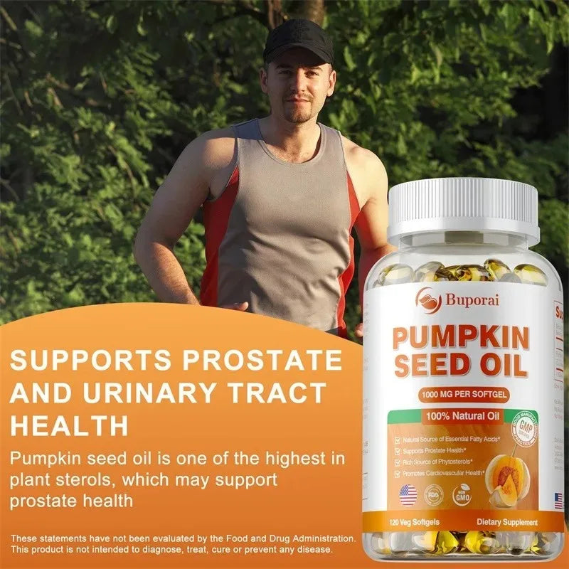 Pumpkin Seed Oil Capsule - Support Prostate and Urinary Tract Health Hair Growth & Skin Care Prevent Hair Loss