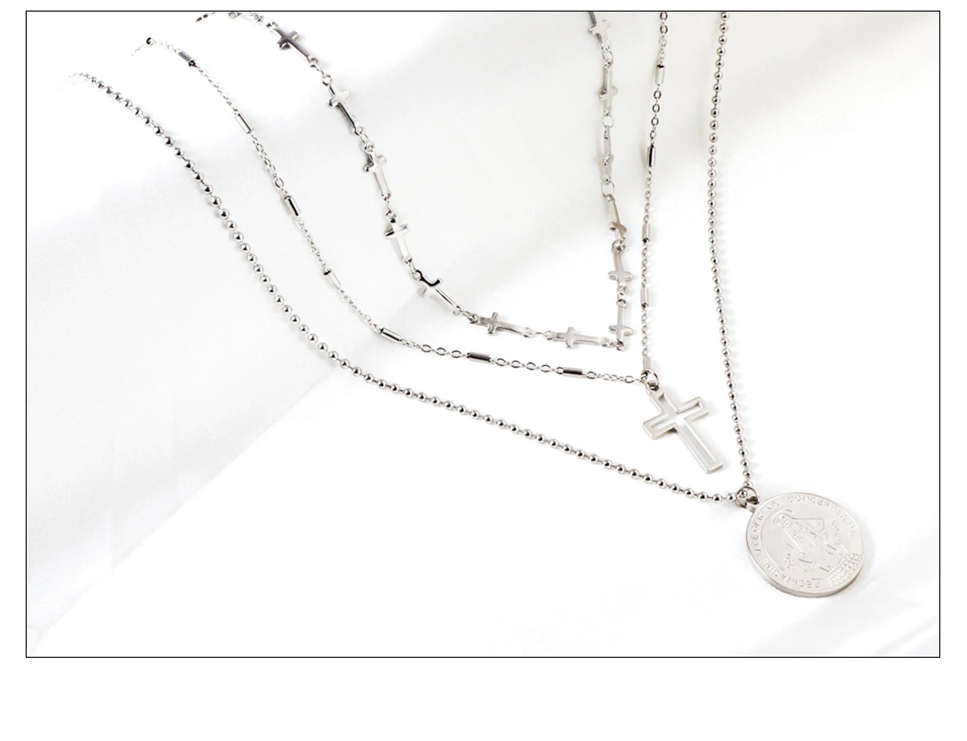 Classic Cross Pendant Necklaces For Women Girls Fashion Gold Plated Stainless Steel O Chain Collares Para Mujer Jewelry Gifts