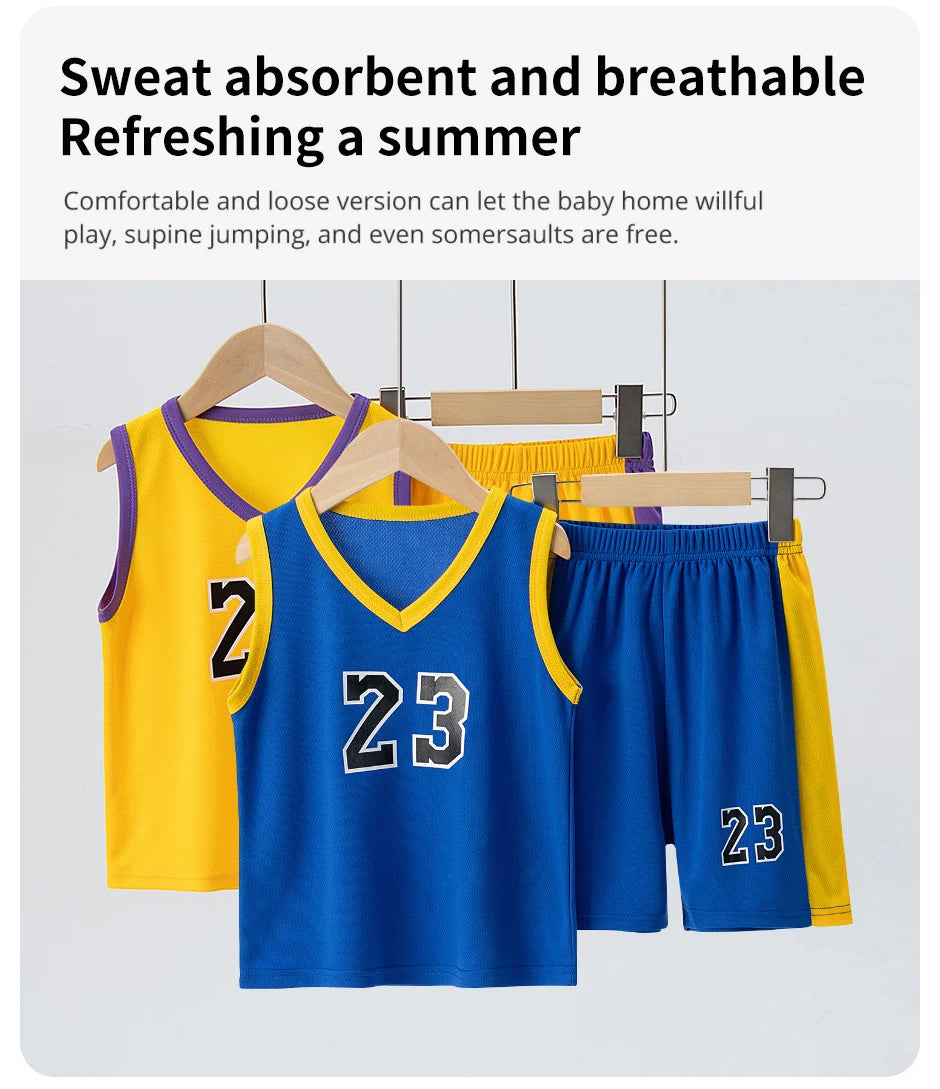 6/2 Pcs Children's Summer Quick-drying Exercise 23 Suit Boys Basketball Football Running Vest Joker Comfortable Shorts Students