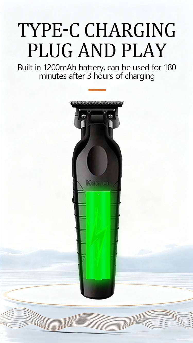 Kemei Electric Hair Clipper KM-2299D with Base Electric Thruster Charging USB Oil Head Carving Hair Clipper for Hair KM-2299