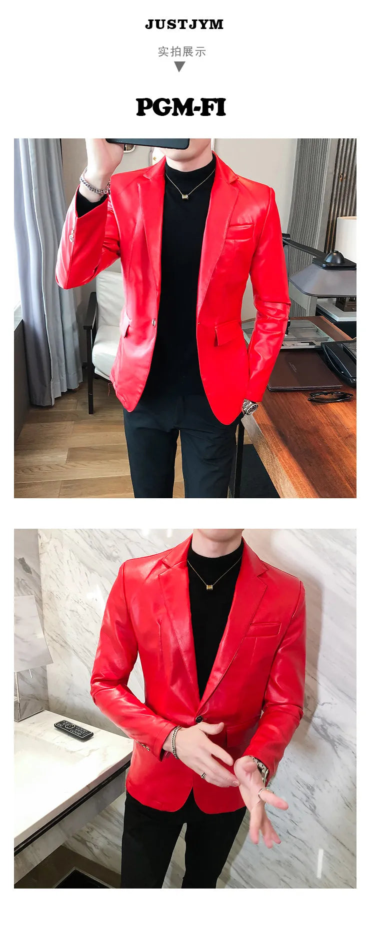 Men Casual Black White Suit Leather Jacket /Men Solid Color Business Suit Collar PU Blazers Dress Coat Fashion /New Men Clothing