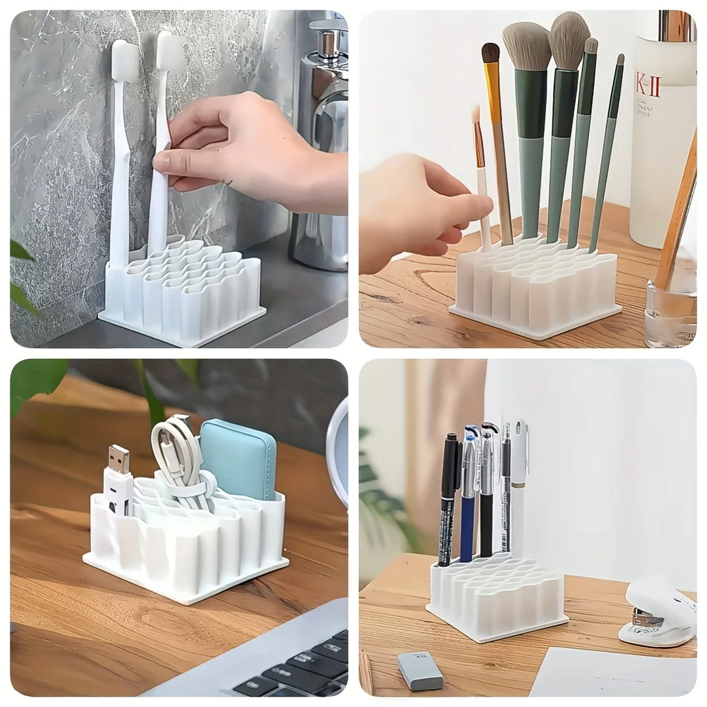 1pc 32-Slot Ointment Organizer | Medicine Storage Compartments, Multi-Use Holder for Medicine Cabinet Wall, Countertop, Vanity