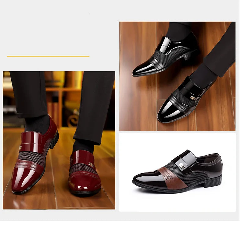 Men's Dress Shoes Pointed Toe Oxfords Classic Business Men Leather Shoes Slip on Wedding Casual Shoes Office Comfortable Loafers