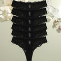 FINETOO 6Pcs/Set Perspective Lace Panties Hollow Out Low-waist Underwear Thongs Female Underpants Breathable Lingerie Intimates