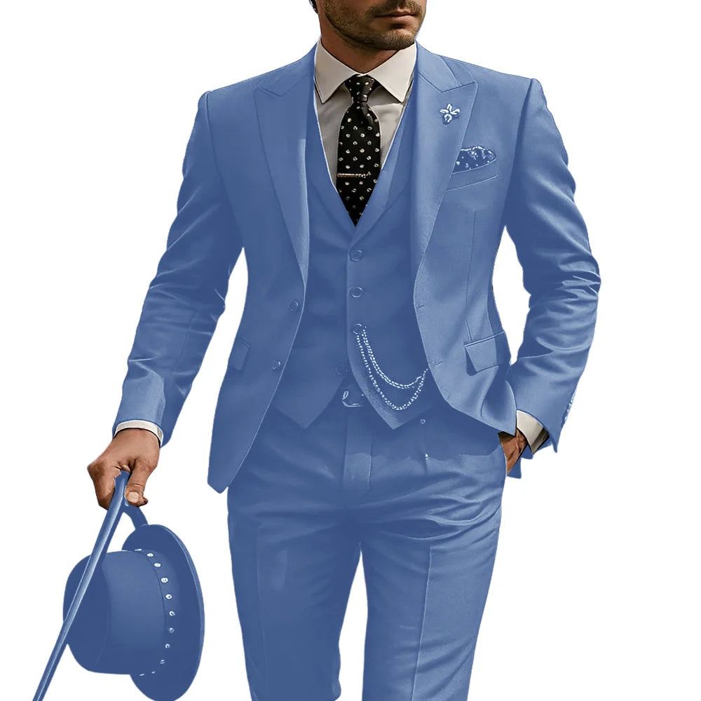 Men's 3-Piece Suit, Wedding Groom's Tuxedo, Party Custom Suit, Elegant Ouifit Custom Blazer and Trousers Vest