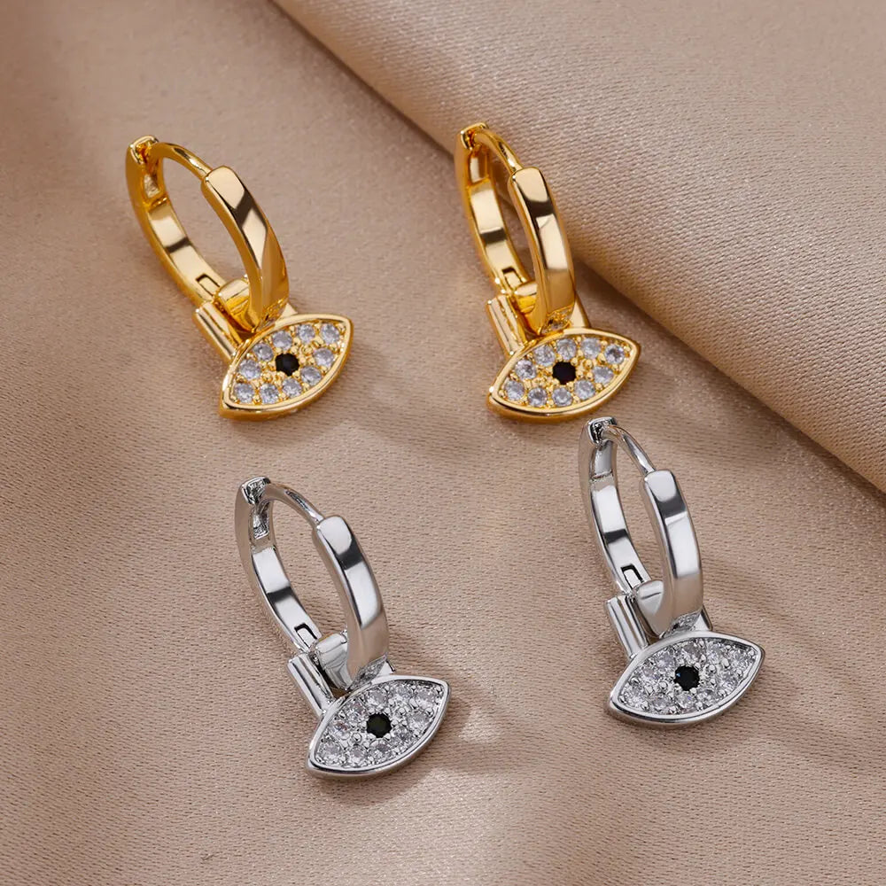 Zircon Cross Drop Earring for Women 2023 Gold Color Stainless Steel Earrings Luxury Ear Buckle Jewelry Wedding Gifts pendientes