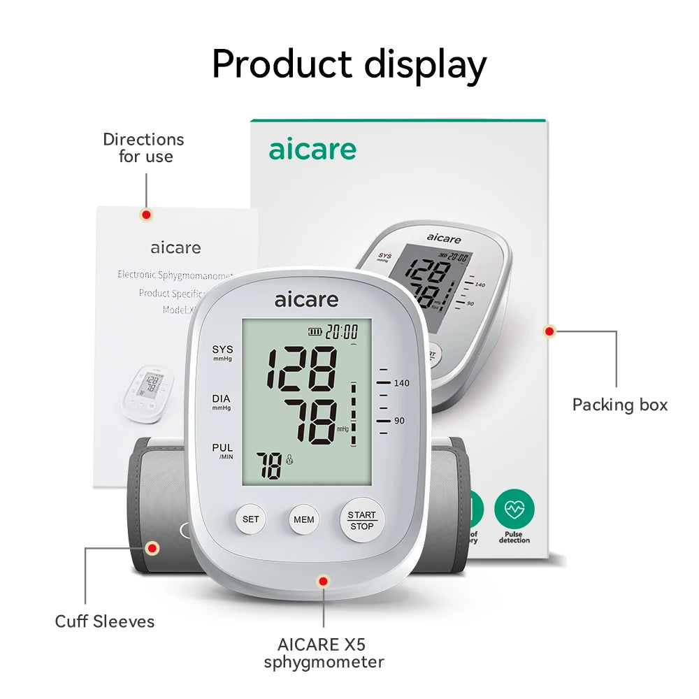 Automatic Digital Blood Pressure Monitor Medical Upper Arm 22-42cm Large Cuff Blood Pressure Meter for Home Use Health Care