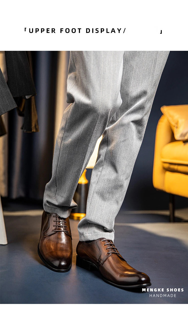 Leather Shoes for Men Luxury Business Men's Shoes High Quality Casual Oxford Dress Shoes Male Lace-Up Office Wedding Formal Shoe