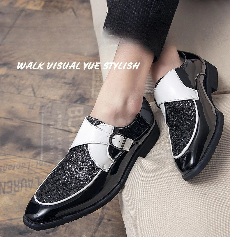 Luxury Men's Leather Shoes High Quality Gold Dress Shoes for Men Italian Brand Oxford Shoes Fashion Big Size Party Wedding Shoe