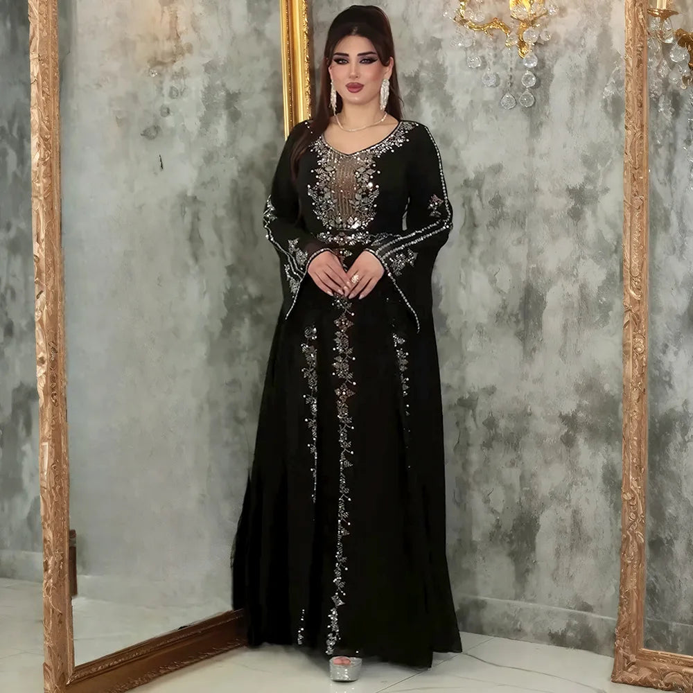 2025 Abayas For Women Dubai Luxury African Muslim Fashion Dress Caftan Marocain Evening Party Dresses Boubou Robe Djellaba Femme