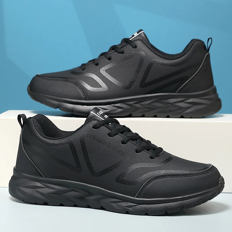 Men's Sports Shoes Leather Lightweight Comfortable Casual Shoes Cushioning Sports Shoes Outdoor Waterproof Walking Shoes for Men