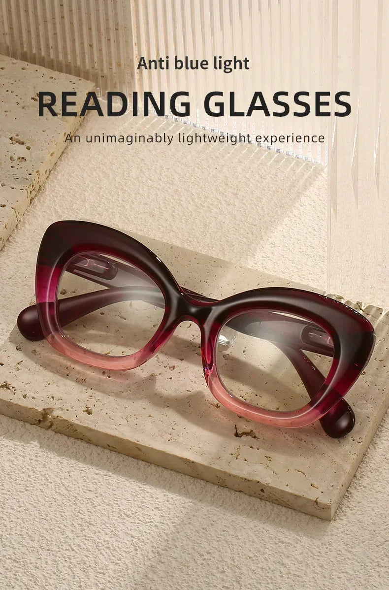 Women Retro Large Frame Reading Glasses Men Anti-blue Fashion High-definition Presbyopia Eyewear Vintage Far Sighted Eyewear