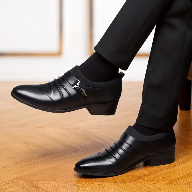Mens Dress Shoes Business Leather Shoes Luxury Slip on Oxfords Point Toe Men Wedding Shoes Loafers Classic Plus Size Formal Shoe