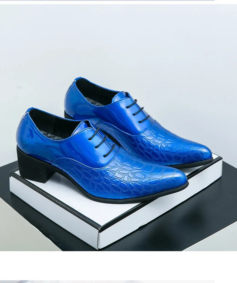 Luxury Multiple Colors High Heel Men's Shoes Fashion Moccasin Man Wedding Shoes Groom Designer Pointed Toe Leather Dress Oxfords