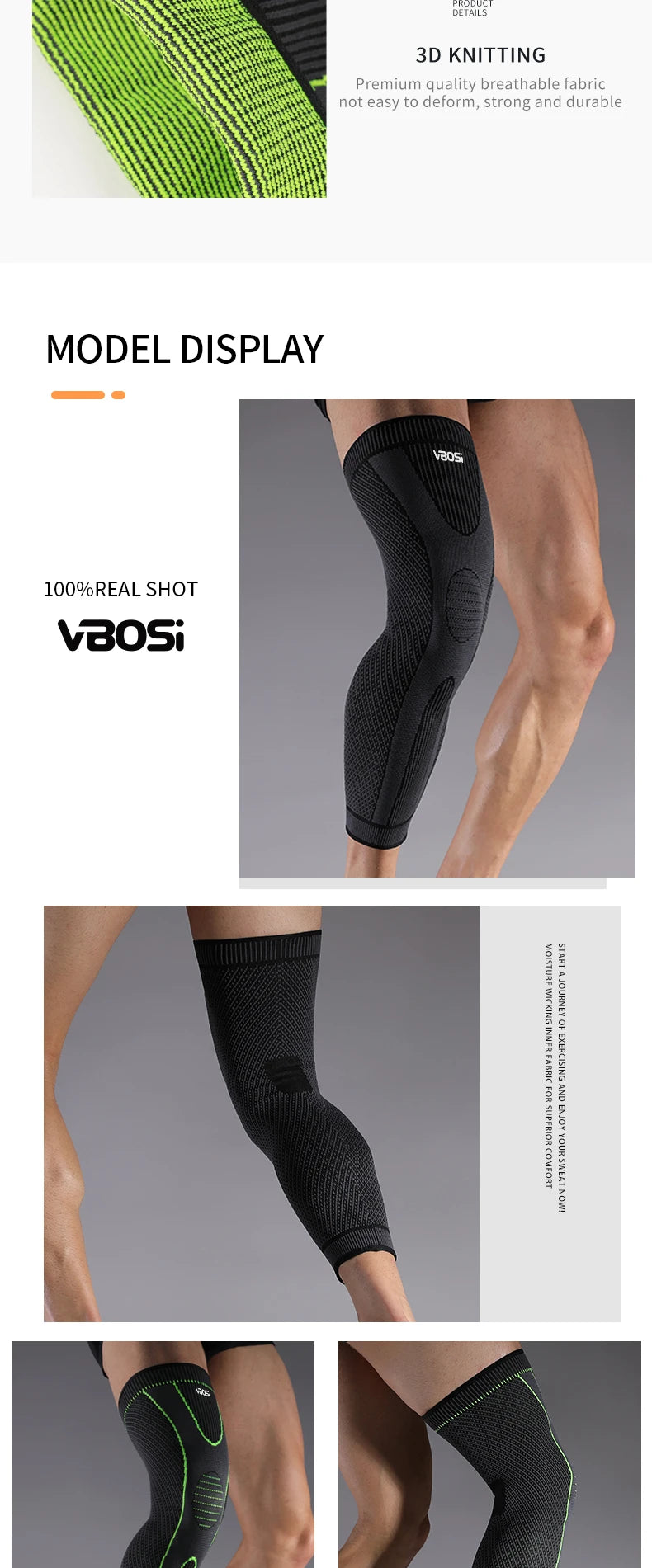 VBOSi 1 Piece Men Women Compression Knee Support Leg Sleeve Breathable Elastic for Sports - Running Basketball