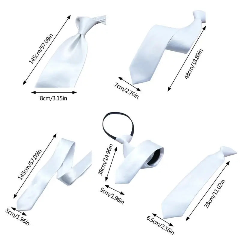 39BB Color White Pre Tied Tie for Business Professionals and Formal Occasion