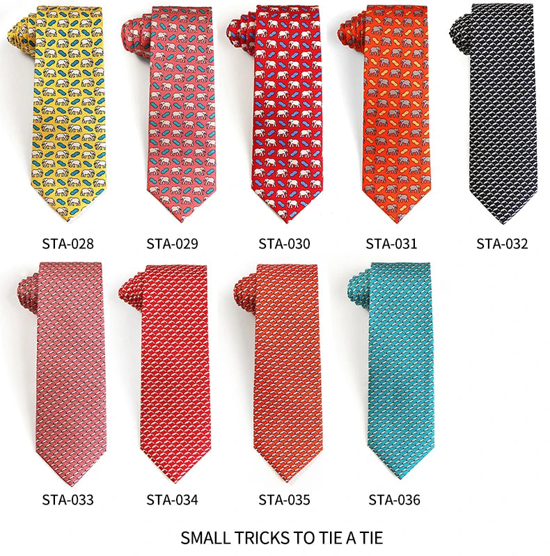 Tailor Smith 100% Silk Ties For Men Handmade Necktie With Animal Pattern Tie Father's Day Birthday Gift Tie