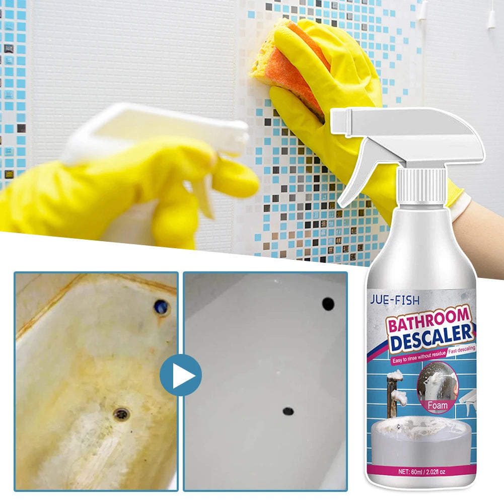 1/2pc Bathroom Cleaning Spray,60ML Multi-Purpose Cleaner Agent for Remove Stains,Bathtub Glass Washbasin Descaling Cleaning Foam