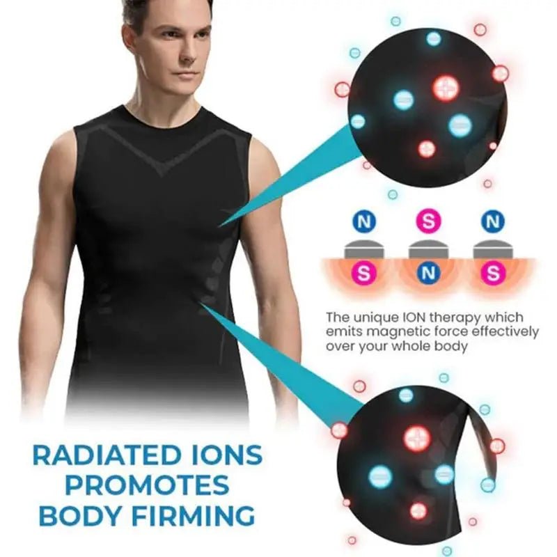 Ionic Shaping Vest Body Shaper Vest Compression Tank Top Men Slimming Tummy Vest Skin-friendly Tummy Control Sleeveless Shirts