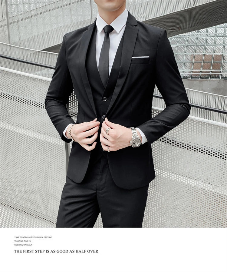 Suits for Men - 3 Pieces - New Fabrics - Fashionable Business Gentleman - Slim Fit - Wedding  Professional Business Formal Dress
