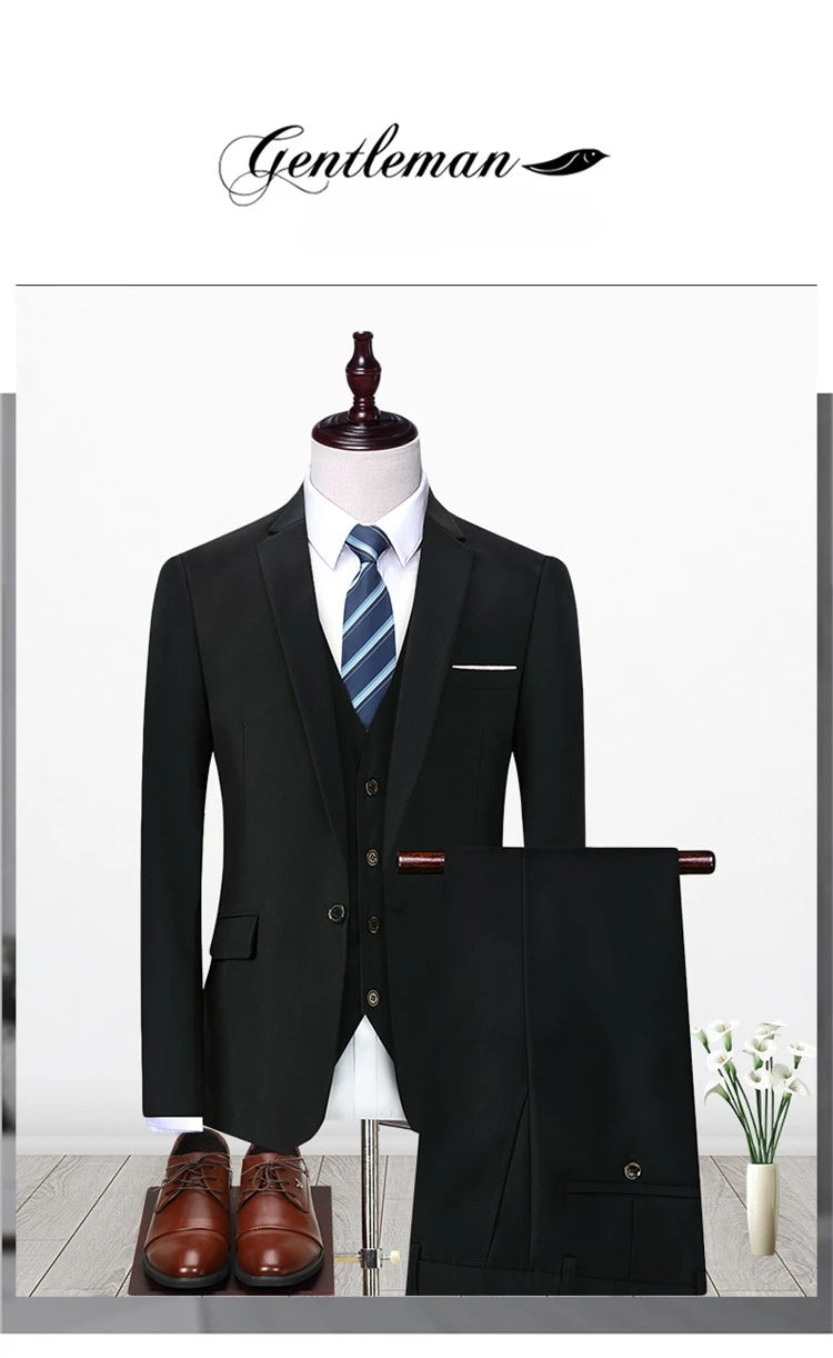 Suits for Men - 3 Pieces - New Fabrics - Fashionable Business Gentleman - Slim Fit - Wedding  Professional Business Formal Dress