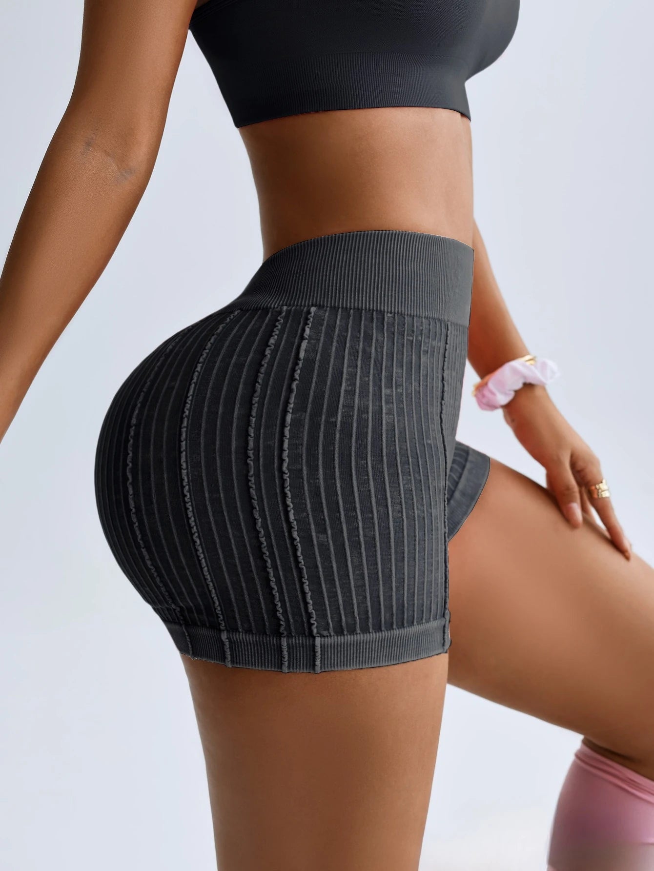 Woman Clothing Casual Shorts High Waist Ribbed Short Pants Outdoor Sports Shorts Female Yoga Fitness GYM Tights Running Trousers