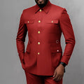 Men's 2-Piece Formal Suit, Utility Style, Golden Buttons, Suit + Trousers Combination, Fashionable Business Use