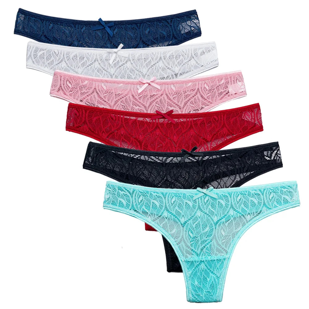5 PCS/Set Sexy Lace Thongs Low Waist Underwear Women G-string Underpants Lady Bikini Panties Female Sexy Lingerie M-XL
