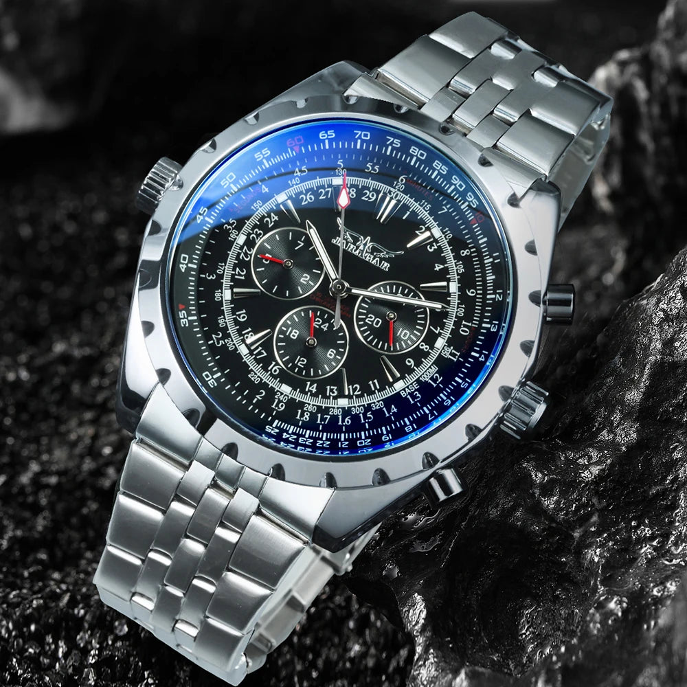JARAGAR Sports Mens Watches Top Brand Luxury Automatic Mechanical Watch for Men Casual Leather Steel Strap Military Wristwatches