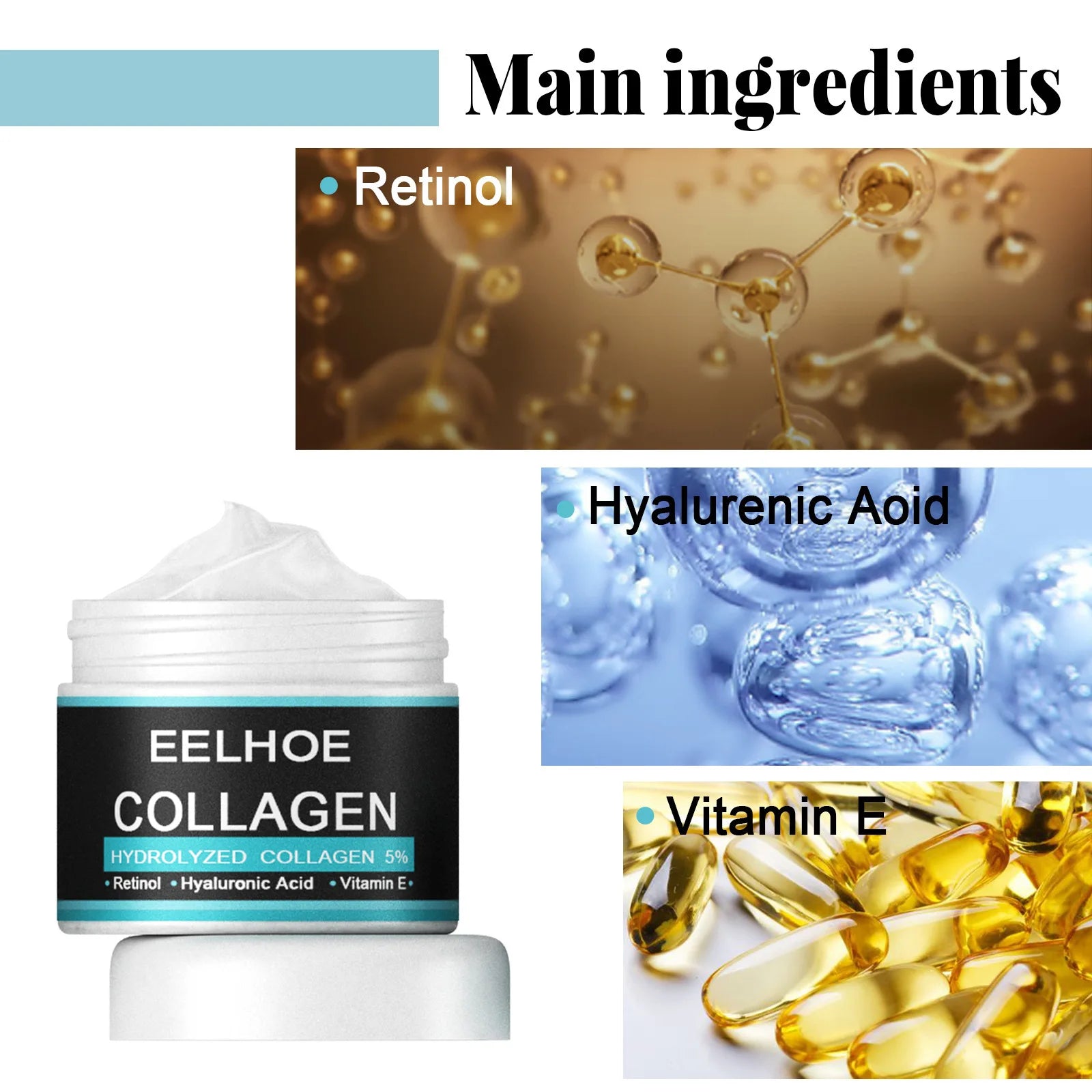 Collagen Creams For Men Smooth Wrinkle Firming Lifting Moisturizing Hyaluronic Acid Brightening Facial Cream Facial Skin Care