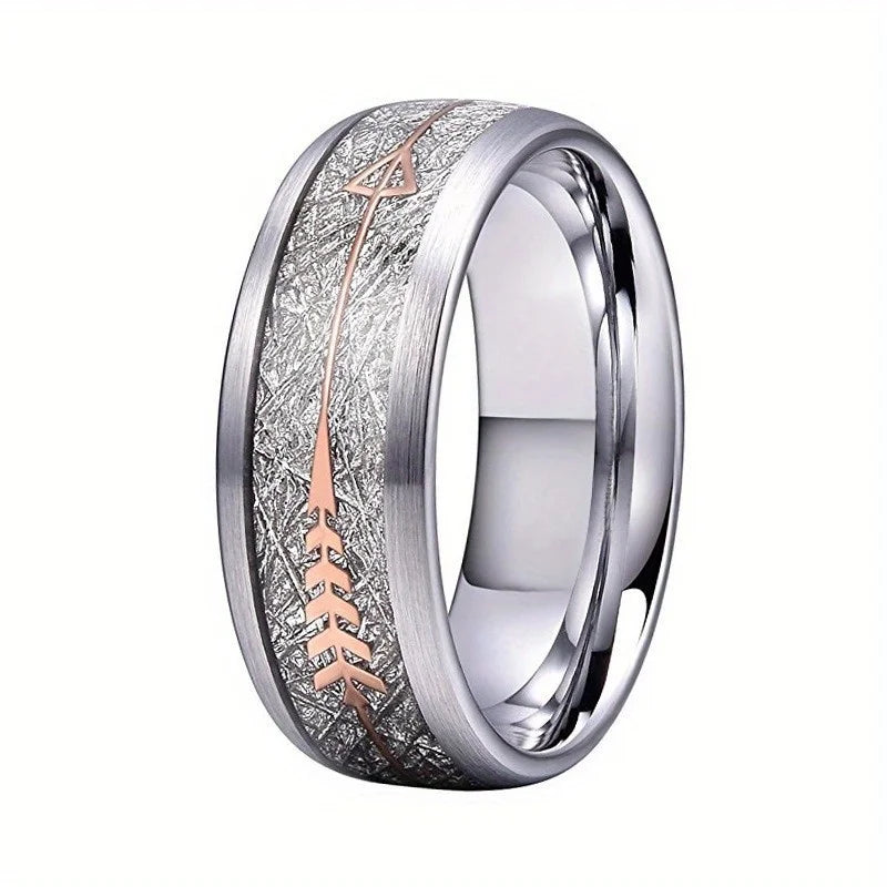 8mm Trendy Stainless Steel Rings For Men Jewelry Party Gift Fashion Black Carbon Fiber Golden Heart Rate Line Men Rings