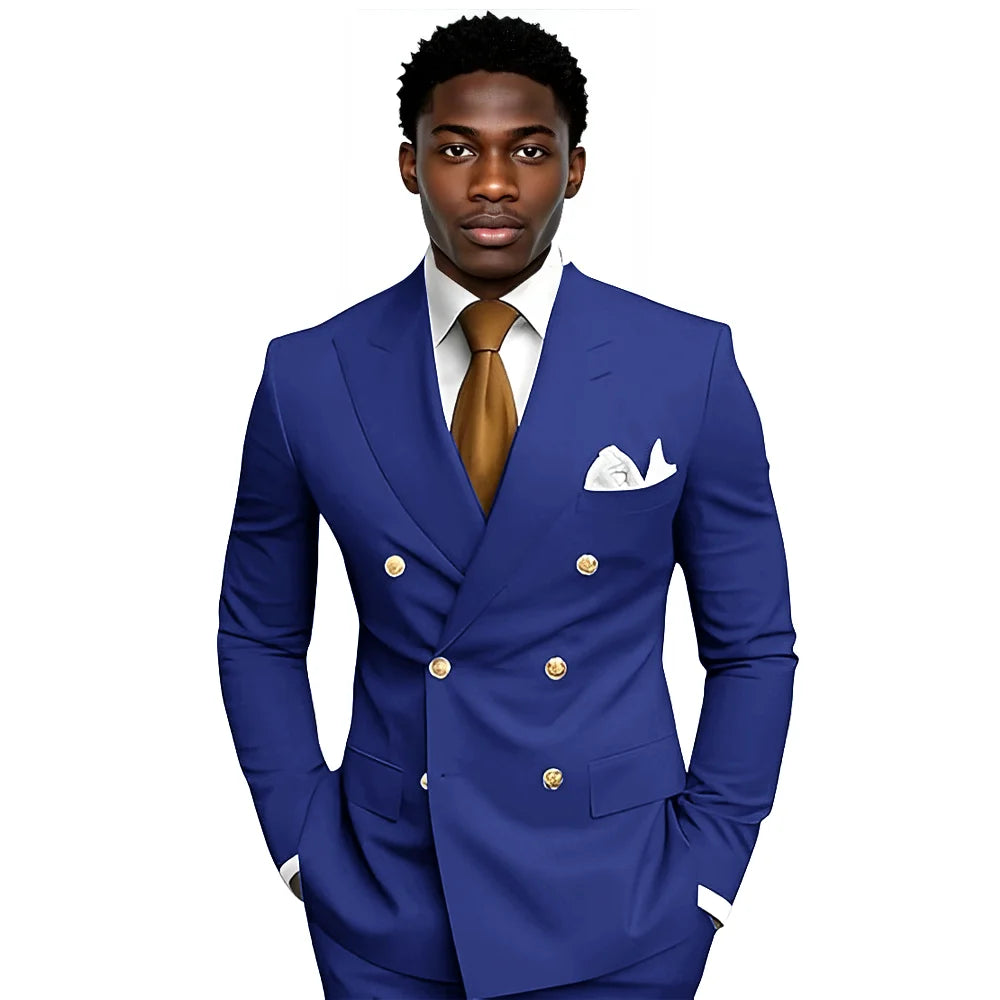 Business Men's Suit 2-piece Double-breasted Blazer Pants Wedding Groom's Tuxedo Gentleman's Evening Dress Tailor-made Mens Suits