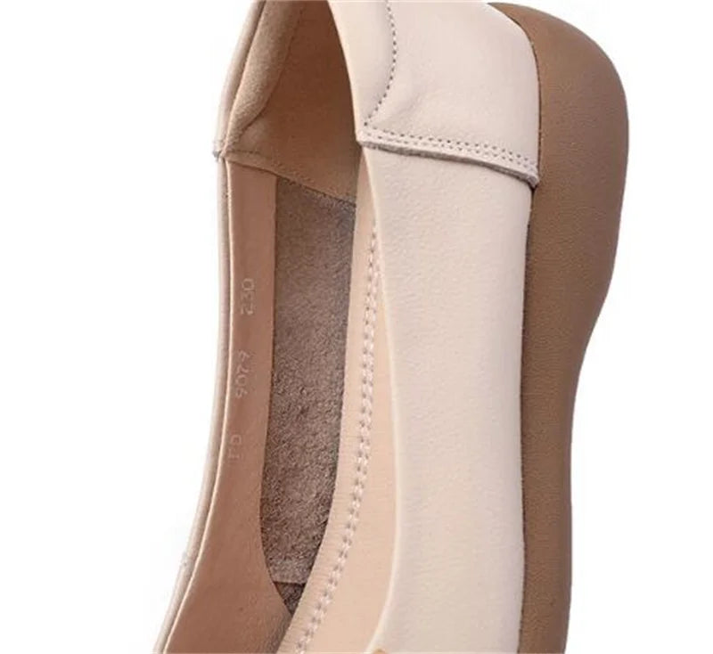 2025 Women Shoes Genuine Leather Spring New Dress Shoes Women Large Size Low Heels Office Lady Shoes