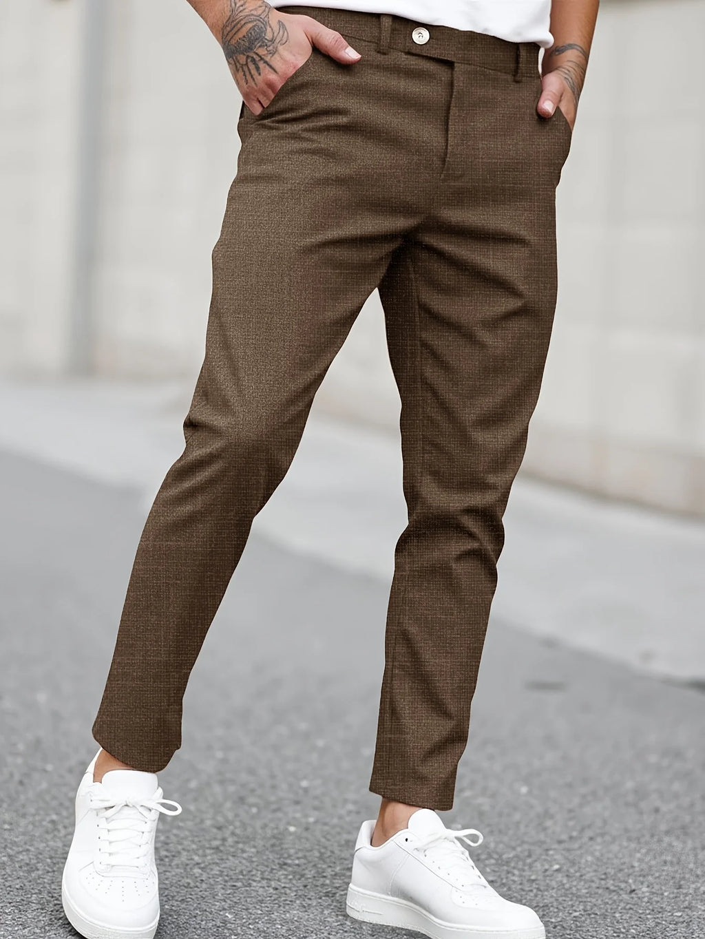 Men's Casual Fashionable Dress Pants Straight Leg Long Trousers for Gentlemen