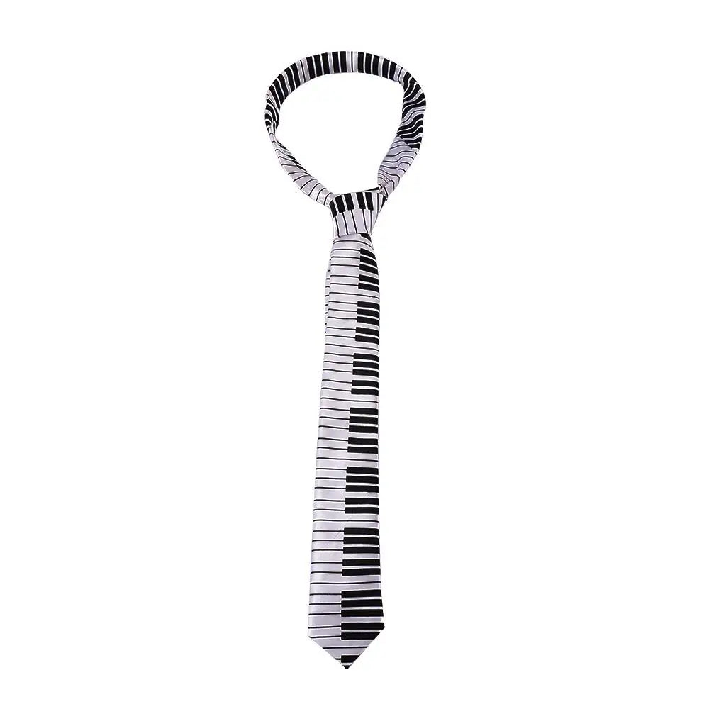 Gifts Classic for Men Fashion Black & White Skinny Tie Music Tie Piano Keyboard Necktie