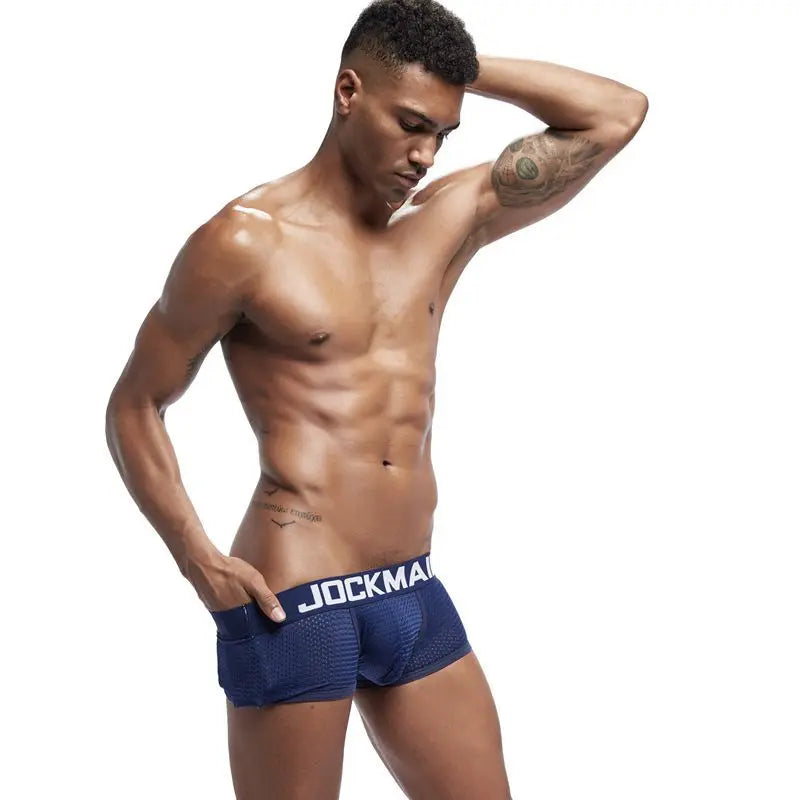 JOCKMAIL Men Underwear Boxes Mesh Quick Drying Ice Silk Breathable Youth Fashion Calzoncillos Sexy Am Gosteren Killer Sansursuz