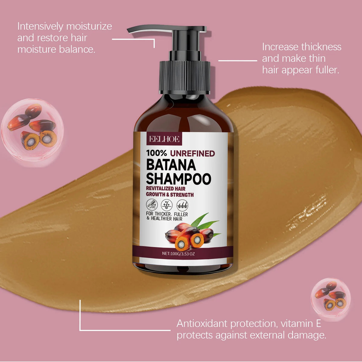 EELHOE Batana Oil Hair Shampoo and Conditioner Anti Frizz Bright Deep Nourish Anti Hair Loss Treatment for Hair Growth Products