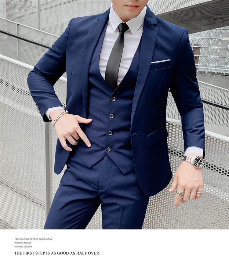 Suits for Men - 3 Pieces - New Fabrics - Fashionable Business Gentleman - Slim Fit - Wedding  Professional Business Formal Dress
