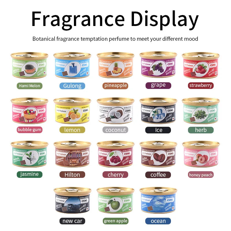 Car air fresh, solid aromatherapy, no additives, canned, essential for eliminating  odors, long-lasting fragrance, household use