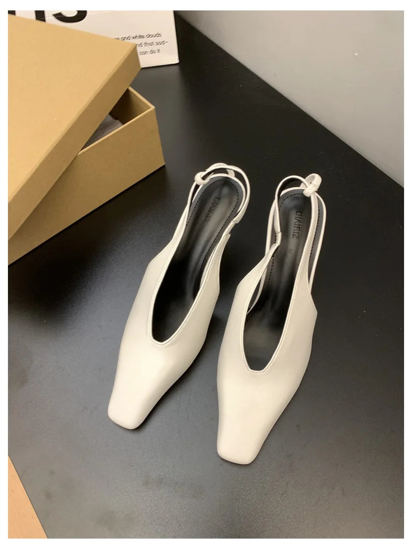 2026 New Spring Women Sandals Fashion Thin High Heels Pumps Square Toe Shallow Women's Shoes For Party Dress Mules Zapatos Mujer