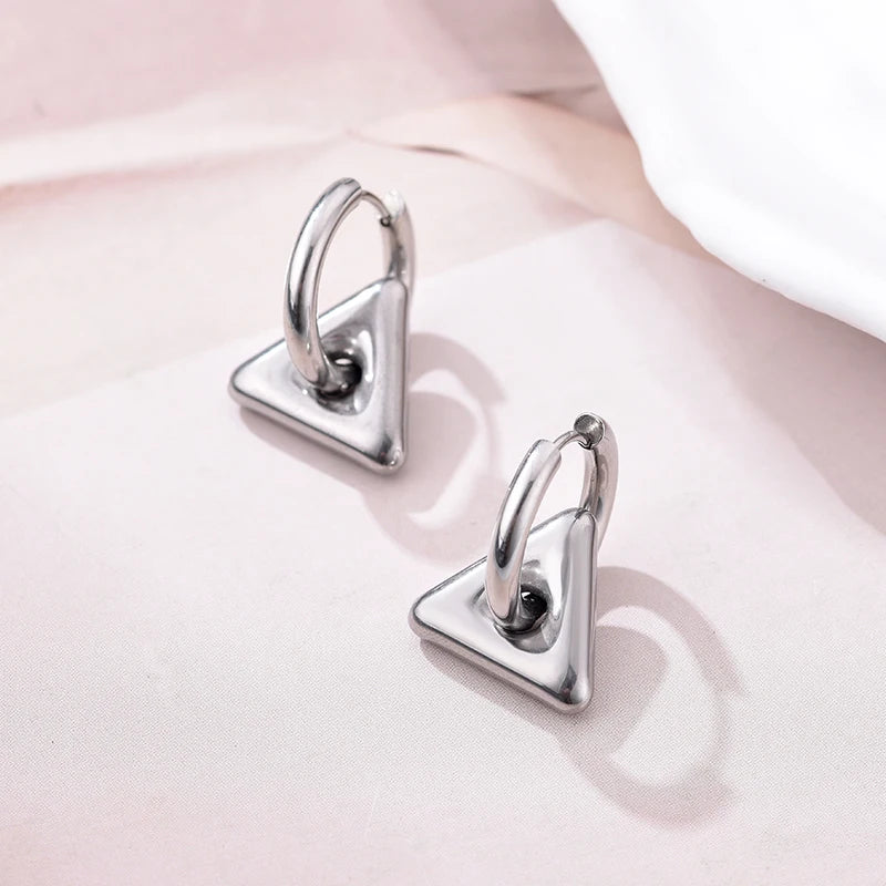 Stainless Steel Round Star Moon Heart Pendant Hoop Earrings for Women Fashion Classic Y2K Jewelry Gold Silver Color Earring