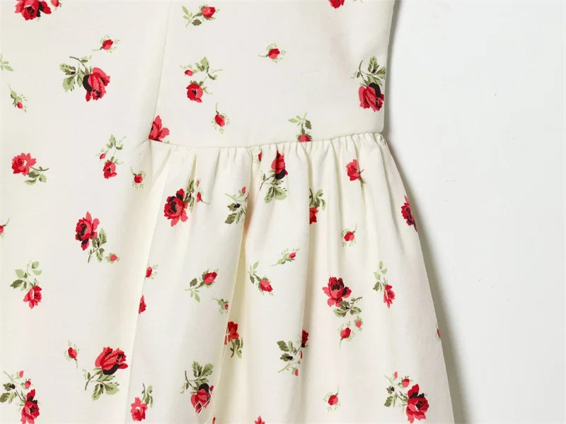 Women's Dress 2026 New Fashion Spring Summer Sleeveless Floral Print Puffy Dress for Women Elegant Chic Female Dress