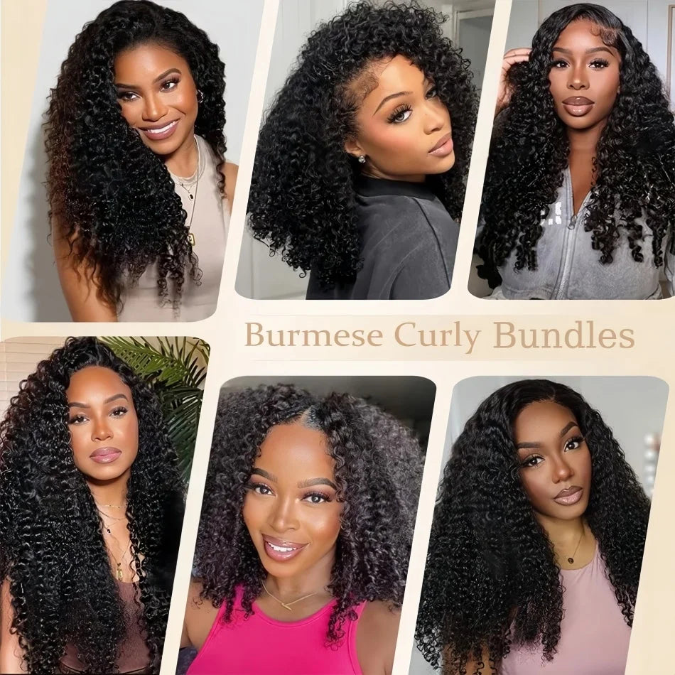 12A Burmese Curly Human Hair Bundles 100% Burmese Raw Human Hair Pixie Curls Raw Human Hair Extensions Unprocessed Human Hair