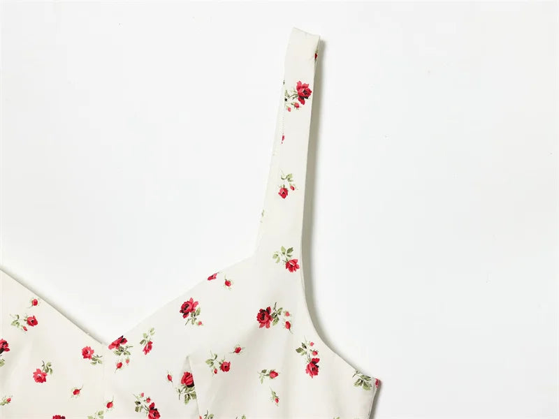 Women's Dress 2026 New Fashion Spring Summer Sleeveless Floral Print Puffy Dress for Women Elegant Chic Female Dress
