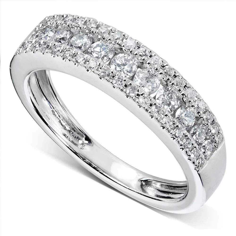Huitan Eternity Timeless Style Wedding Bands Women's Rings with AAA CZ Temperament Female Finger-ring for Party Classic Jewelry