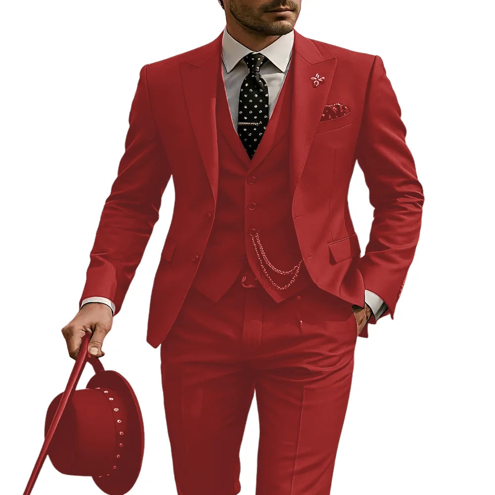Men's 3-Piece Suit, Wedding Groom's Tuxedo, Party Custom Suit, Elegant Ouifit Custom Blazer and Trousers Vest