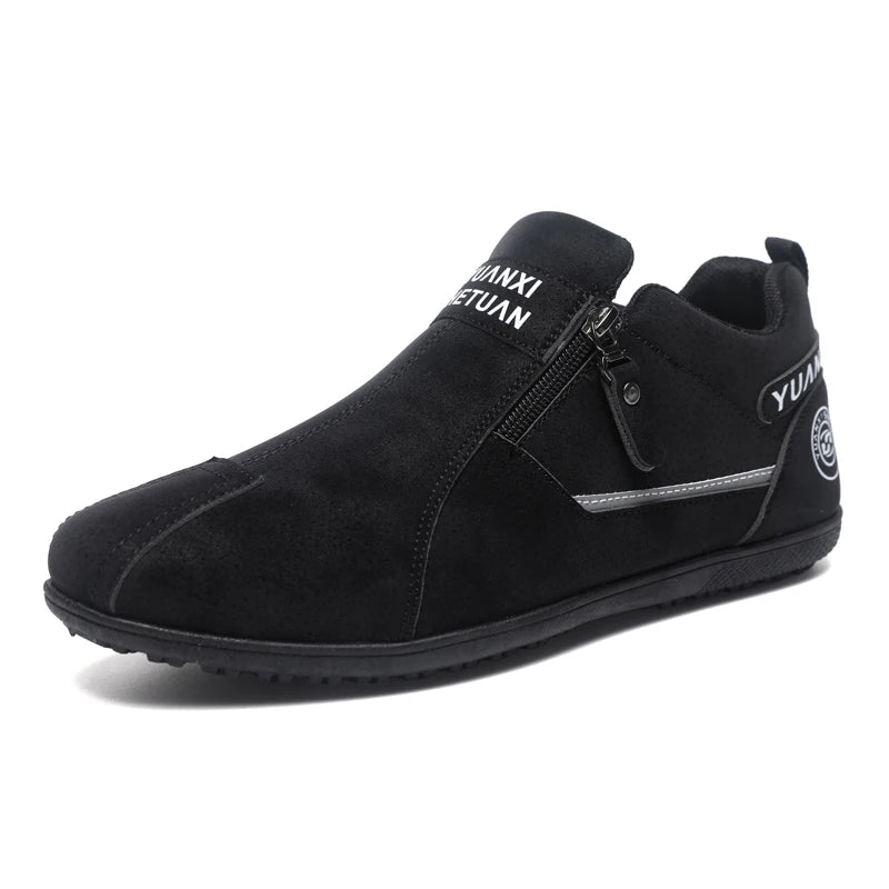 Mens Walking Shoes 2025 New Suede Leather Fashion Zipper Outdoor Hiking Shoes Anti Slip Wear-resistant Casual Sneakers for Men