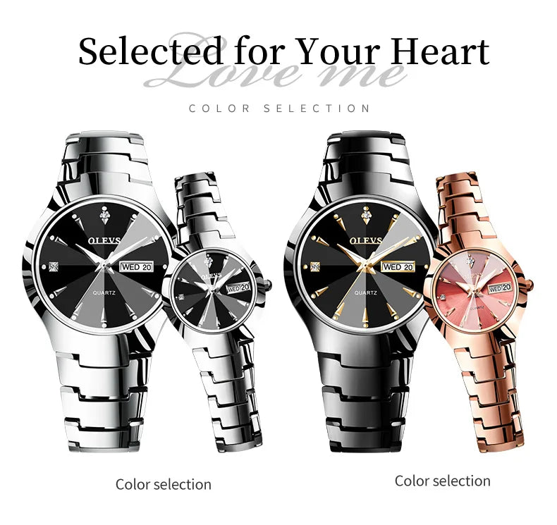 OLEVS Fashion Mens Watches Top Brand Luxury Tungsten Steel Gold Quartz Watch for Man Waterproof Luminous Date Week Wristwatch